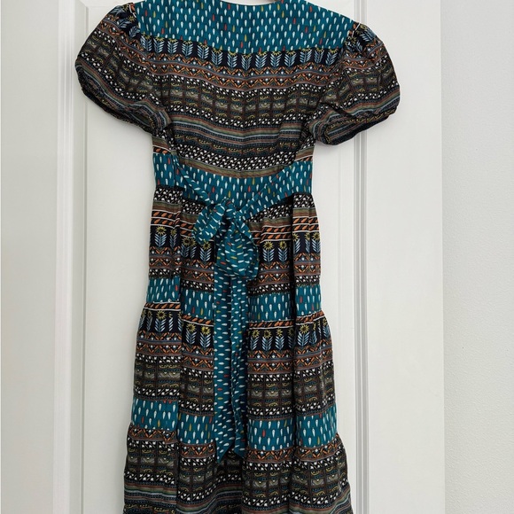 What Comes Around Goes Around Anthropologie 100% Silk Boho Style Dress Size 2 - Picture 2 of 4